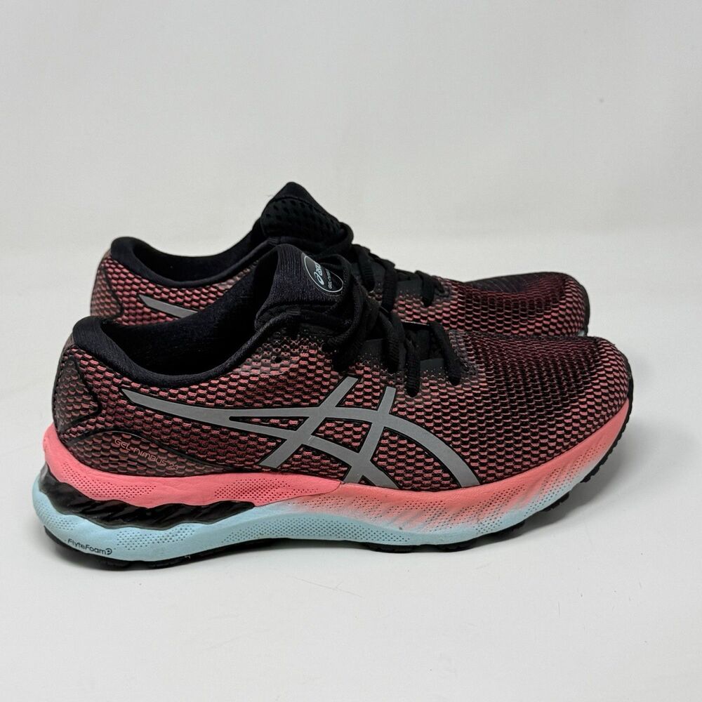 Asics Gel Nimbus 23 Shoes Womens 8.5 Pink Black Mesh Running Sneakers Trainers